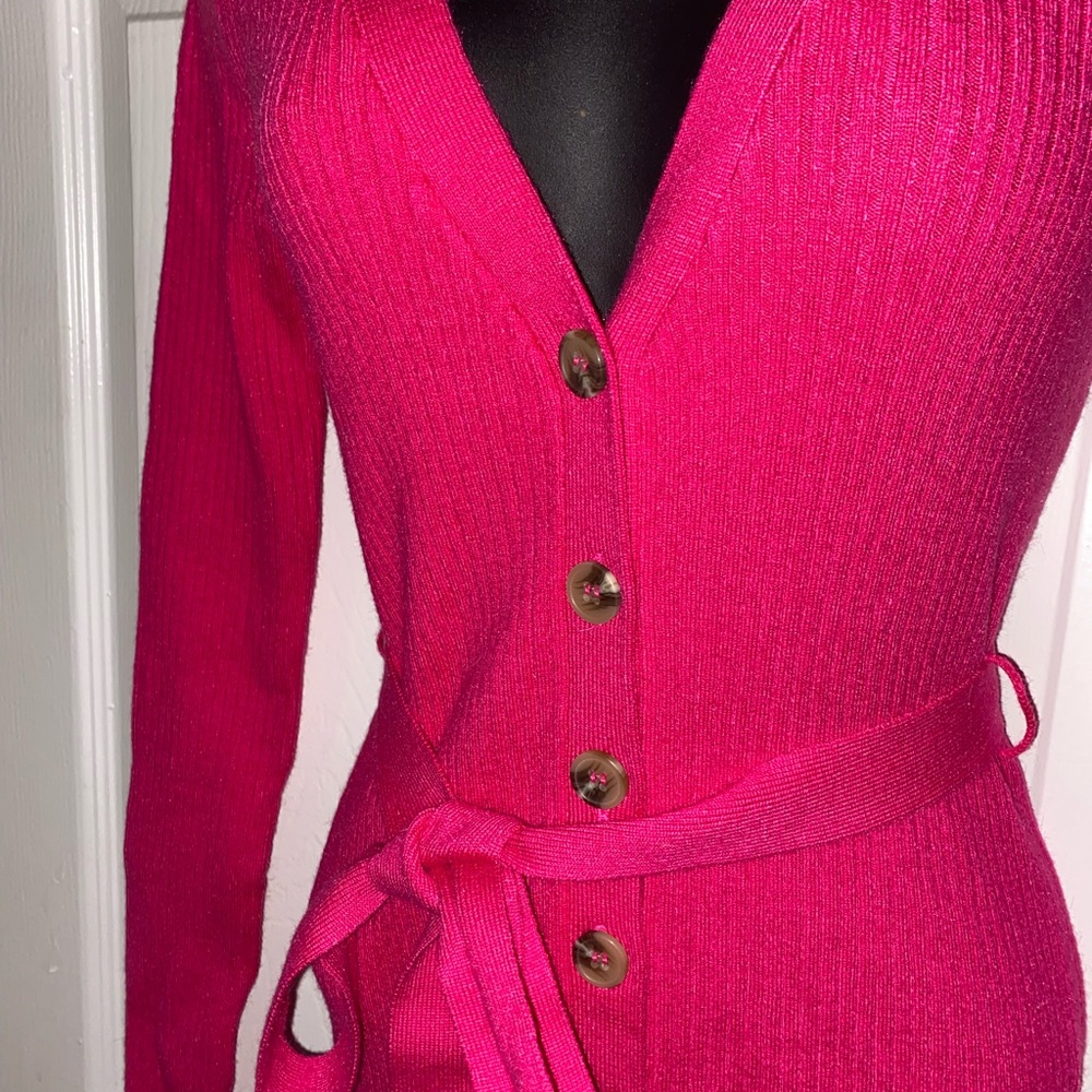 Hot pink sweater dress